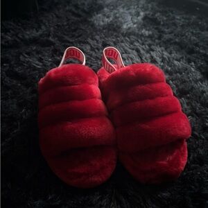 UGG Women's Red Plush Slippers